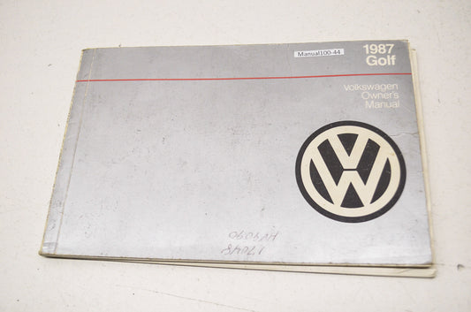 Volkswagen Owners Manual 1987 Golf