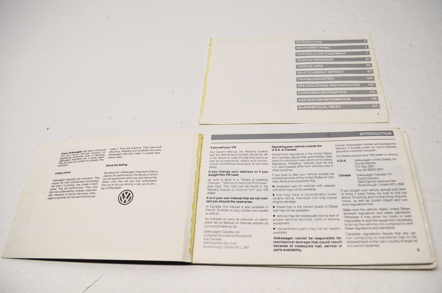 Volkswagen Owners Manual 1987 Golf