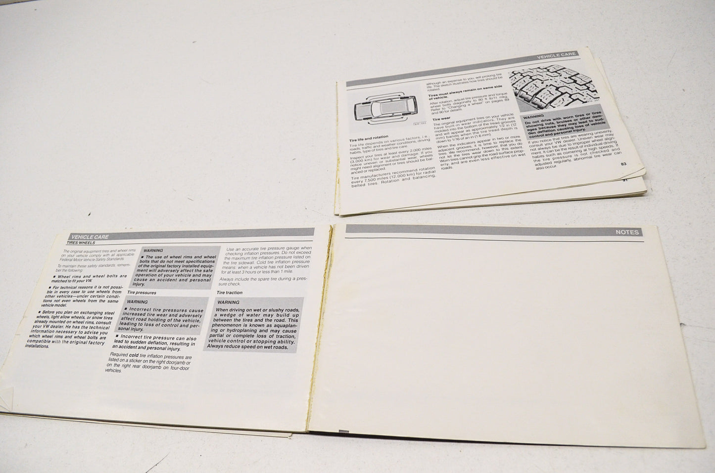 Volkswagen Owners Manual 1987 Golf