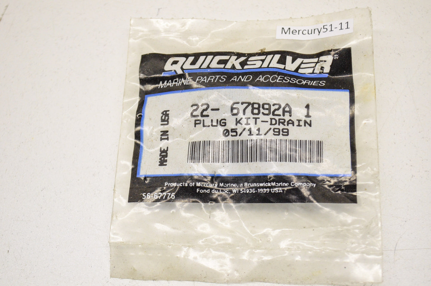 New OEM Quicksilver Mercury Drain Plug Kit NOS