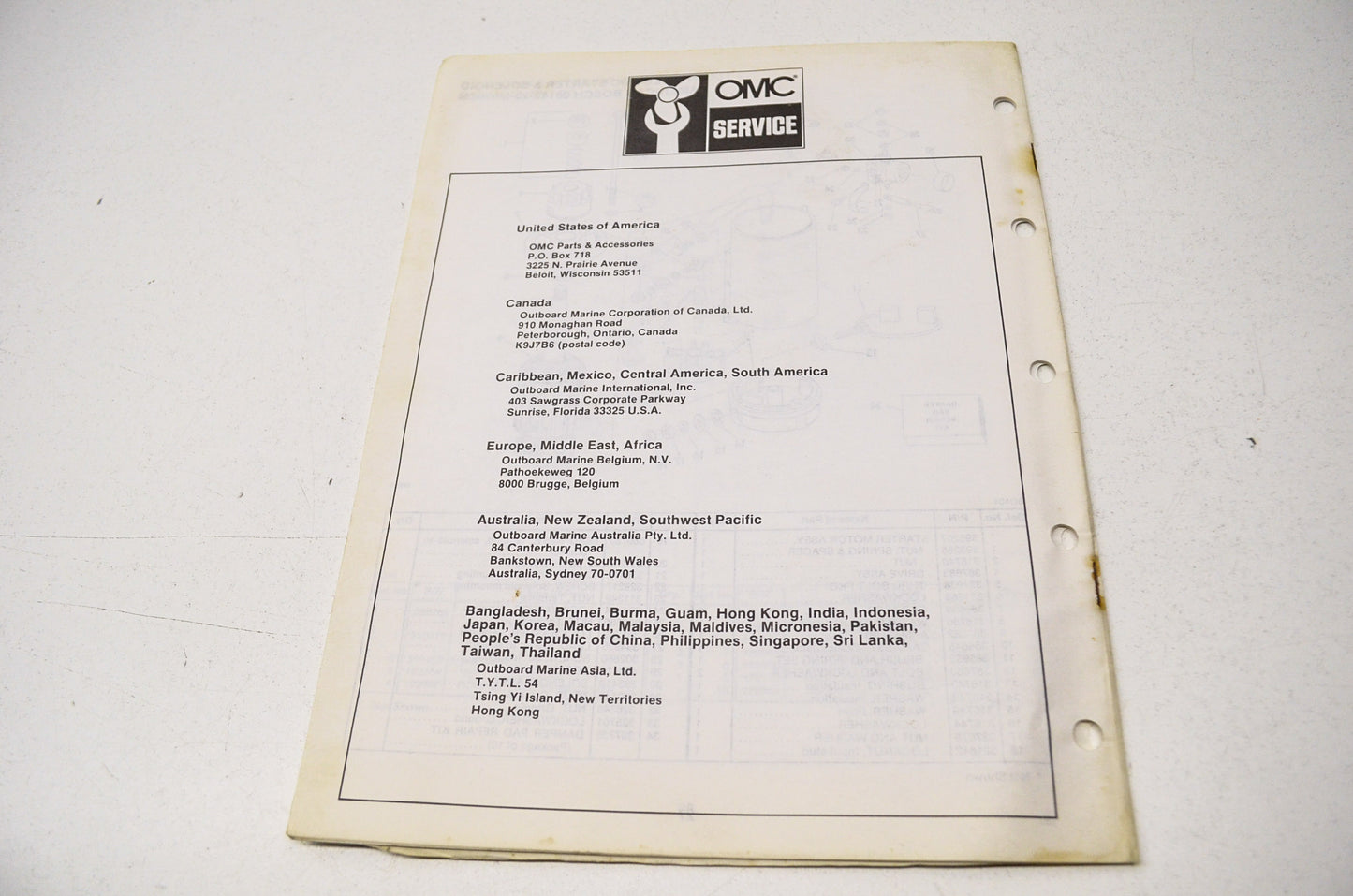New OEM OMC Parts Catalog 150 Models E150STLCCA & J150STLCCA NOS