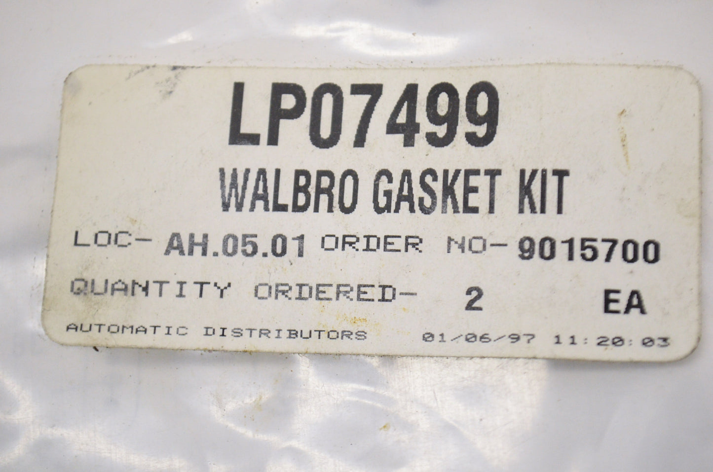 New LP Walbro Cat W.R. Series Complete Carburetor Kit NOS