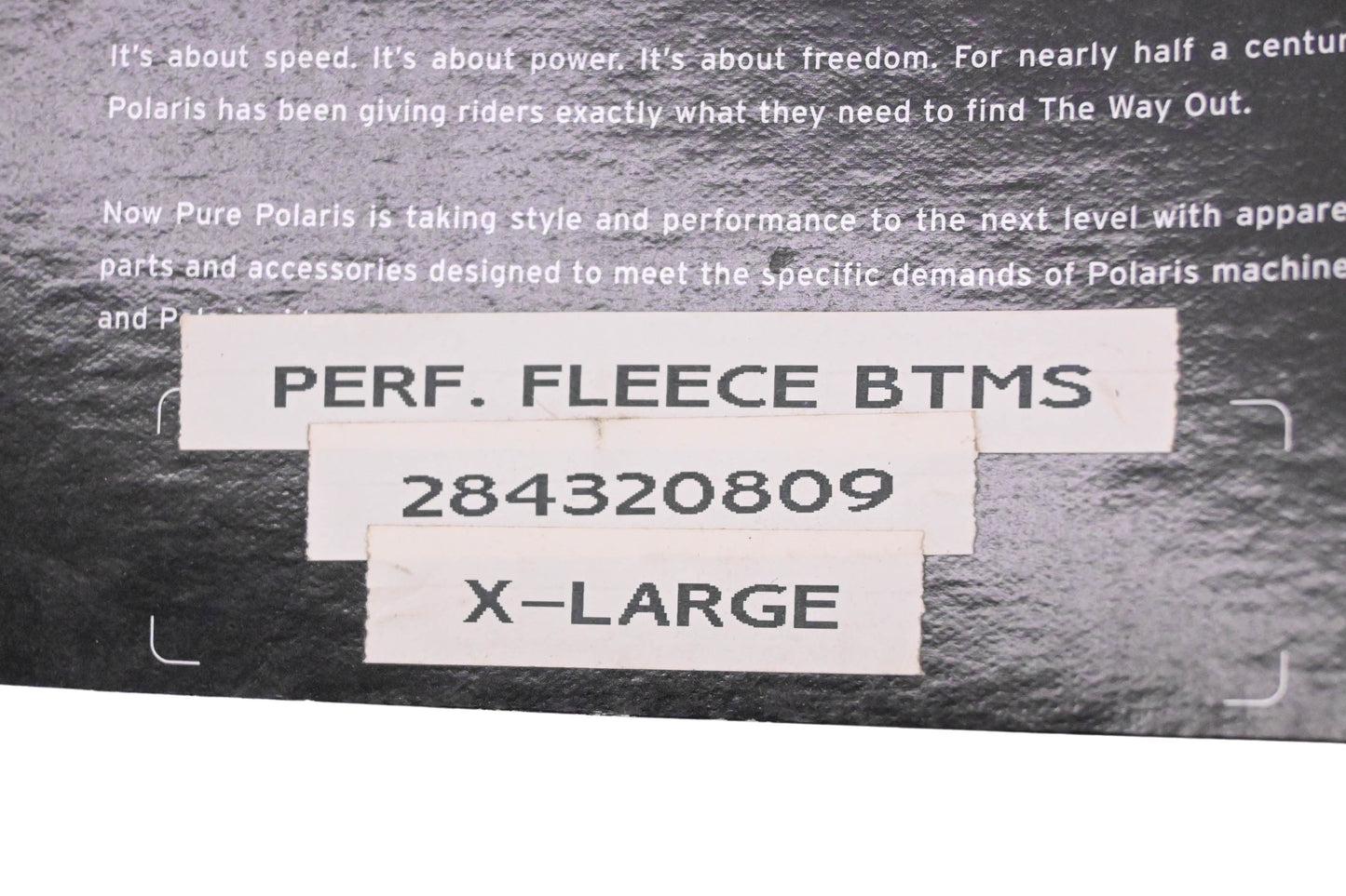 New OEM Polaris 284320809 Black Fleece Bottom Size XL NOS