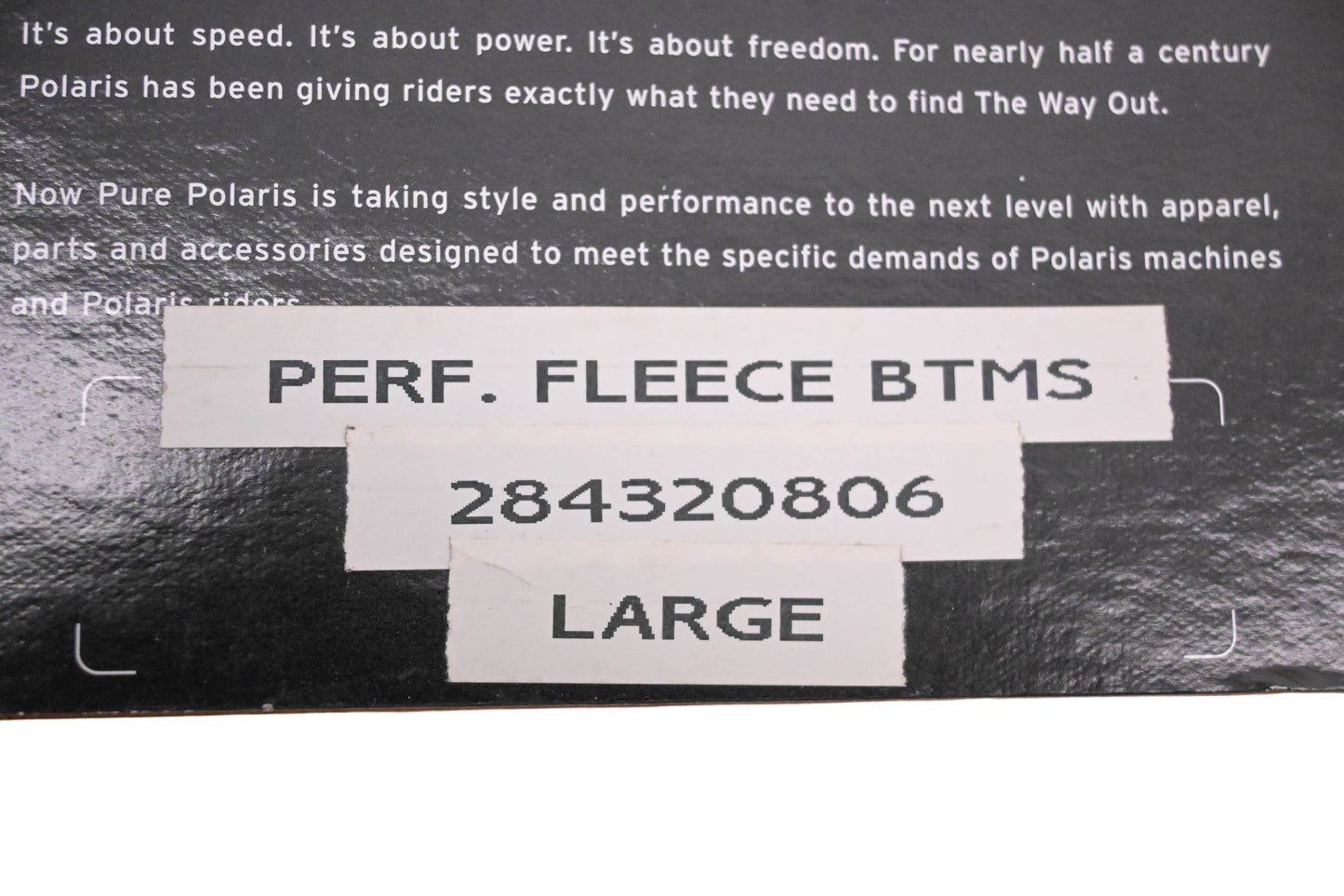 New OEM Polaris 284320806 Black Fleece Bottom Size L NOS