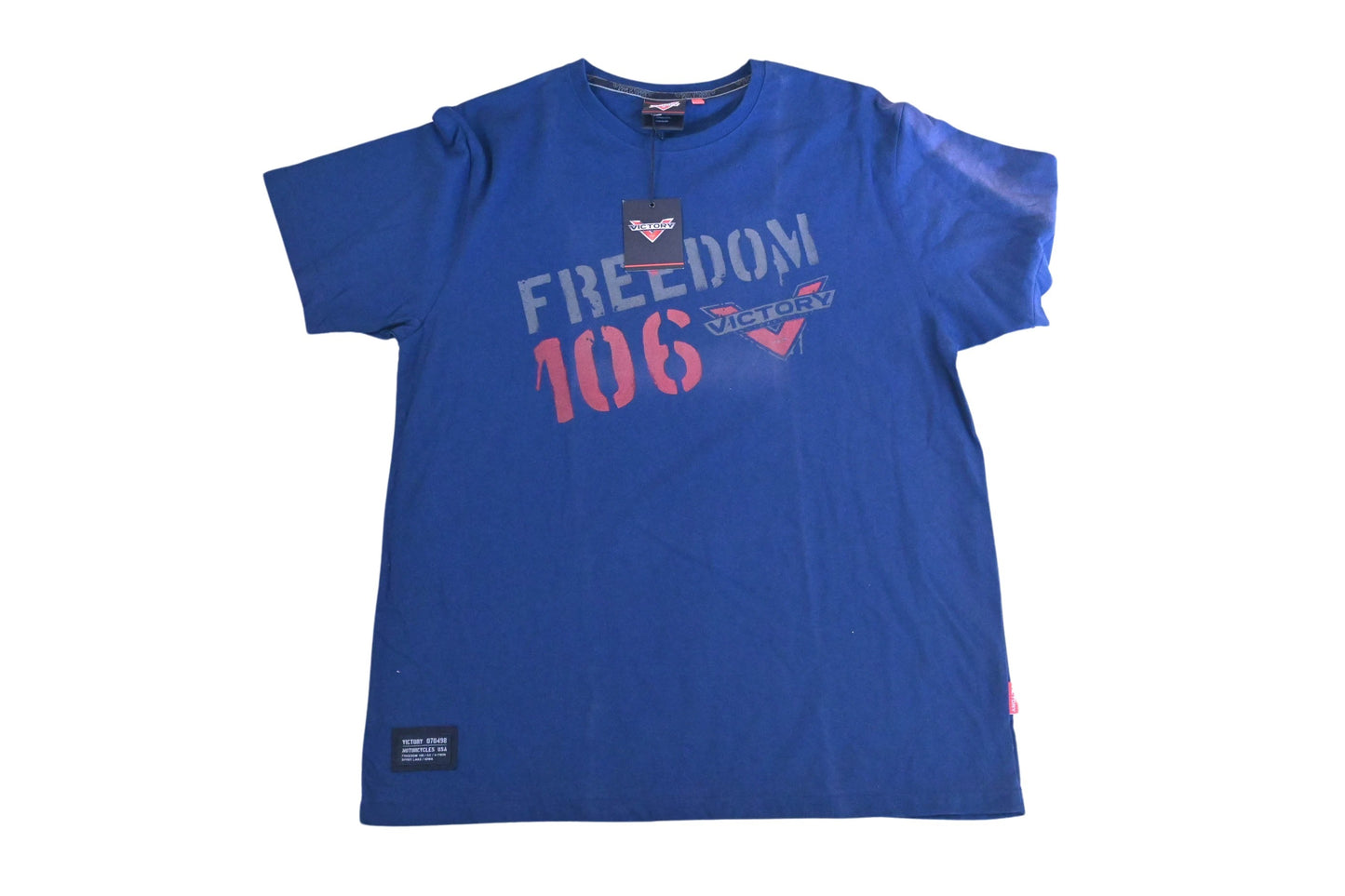 New OEM Victory 286357509 Blue Men's Modern Freedom Stencil Tee Size XL NOS