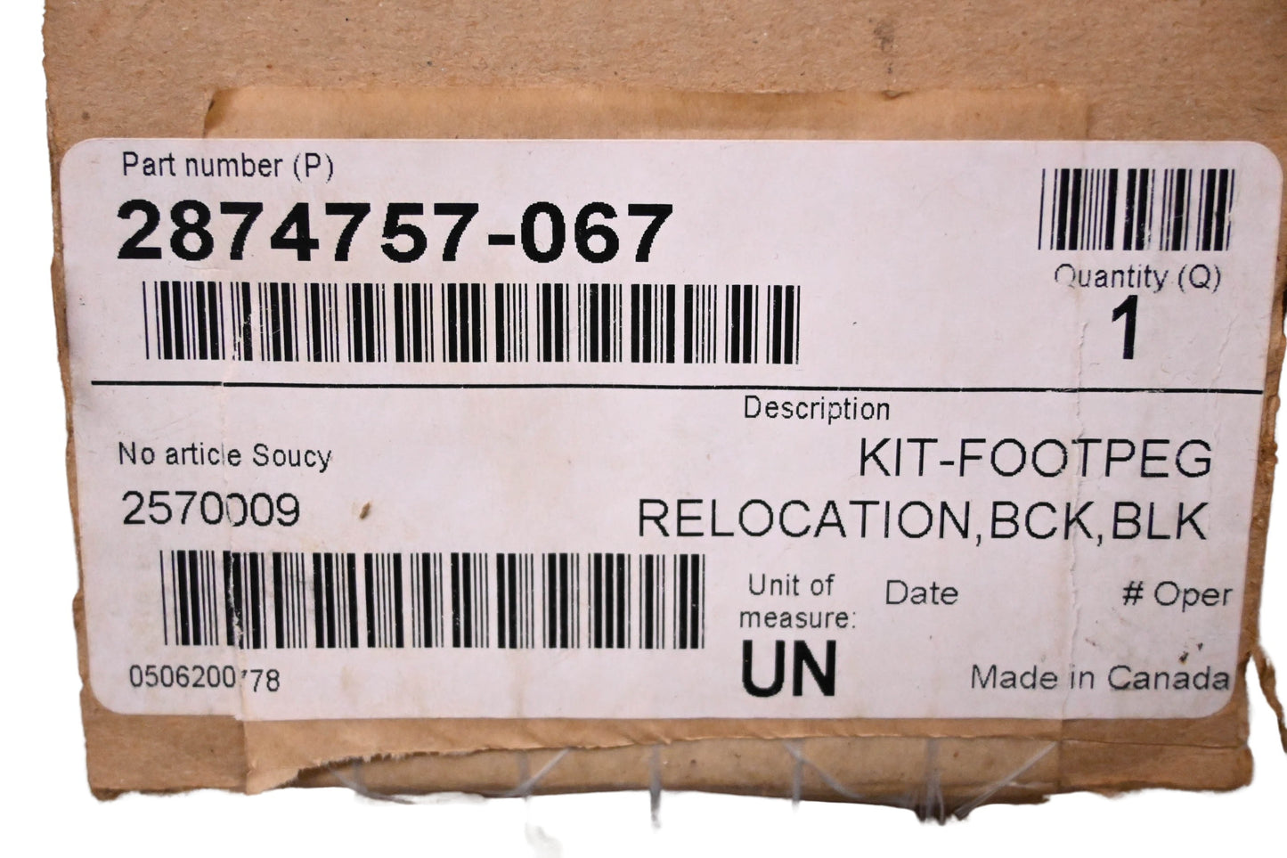 New OEM Victory 2874757-067 Black Footpeg Relocation Kit NOS