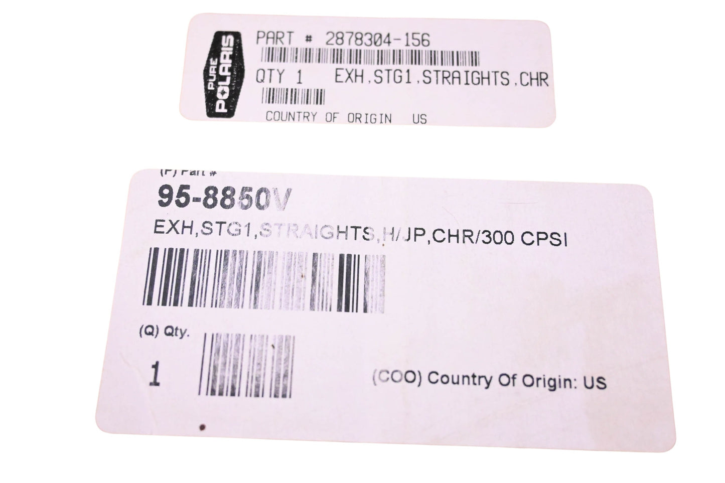 New OEM Polaris 2878304-156, 95-8850V Chrome Hammer Stage 1 Straight Exhaust Kit NOS