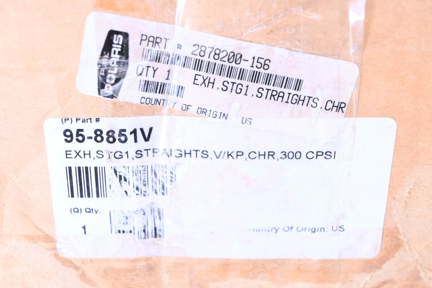 New OEM Polaris 2878200-156, 95-8851V Chrome Stage 1 Straight Exhaust Kit NOS