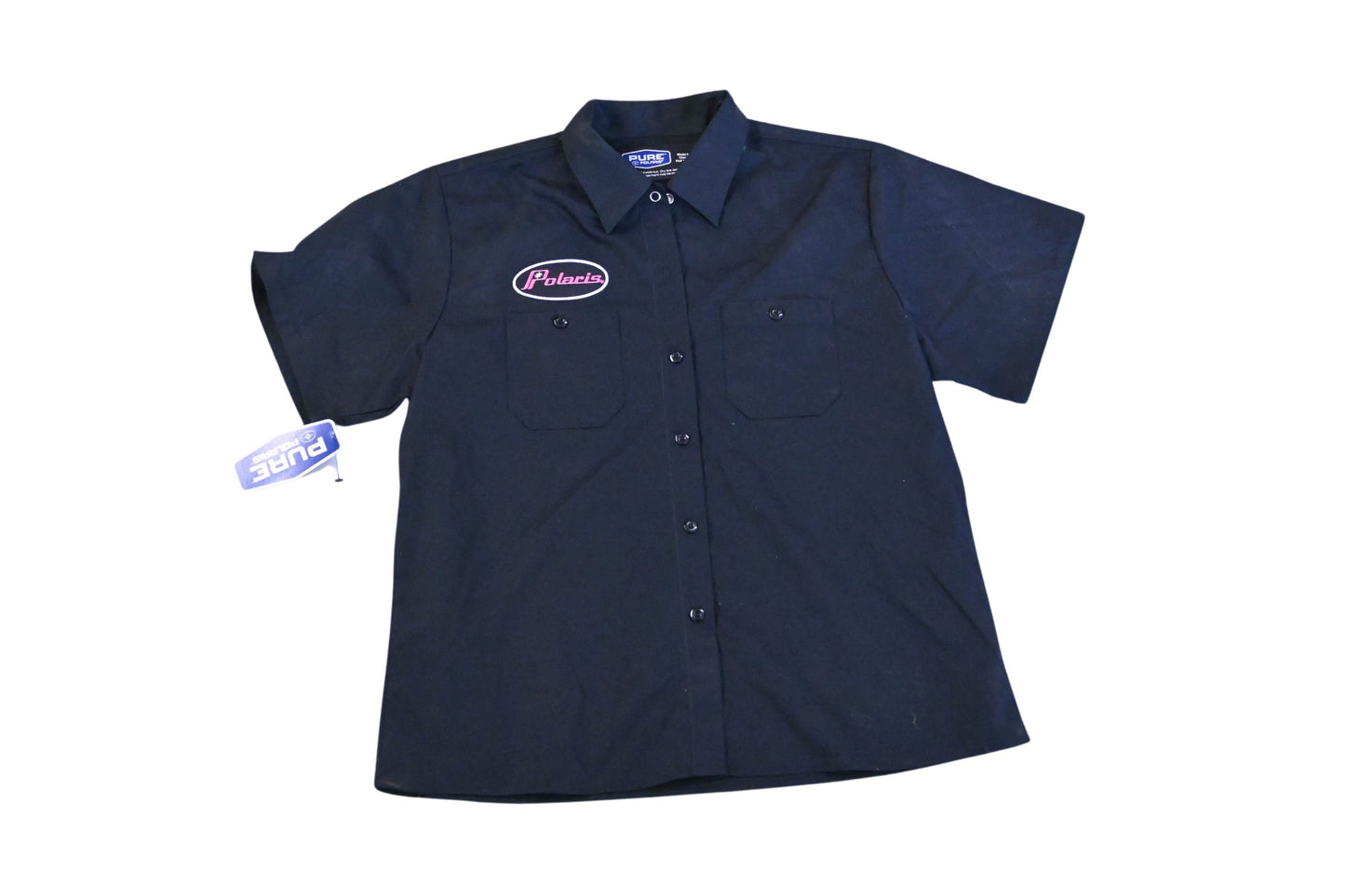 New OEM Polaris 286007909 Black Retro Pink Oval Mechanics Button-Up Size XL NOS