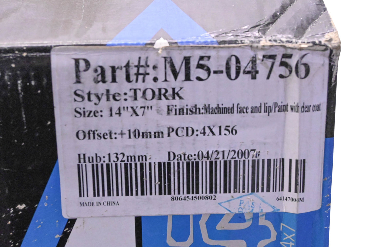 Motosport Alloys M5-04756 14"x7" Black Wheel Rim NOS