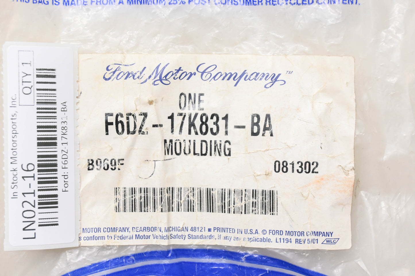 New OEM Ford F6DZ-17K831-BA Bumper Moulding NOS