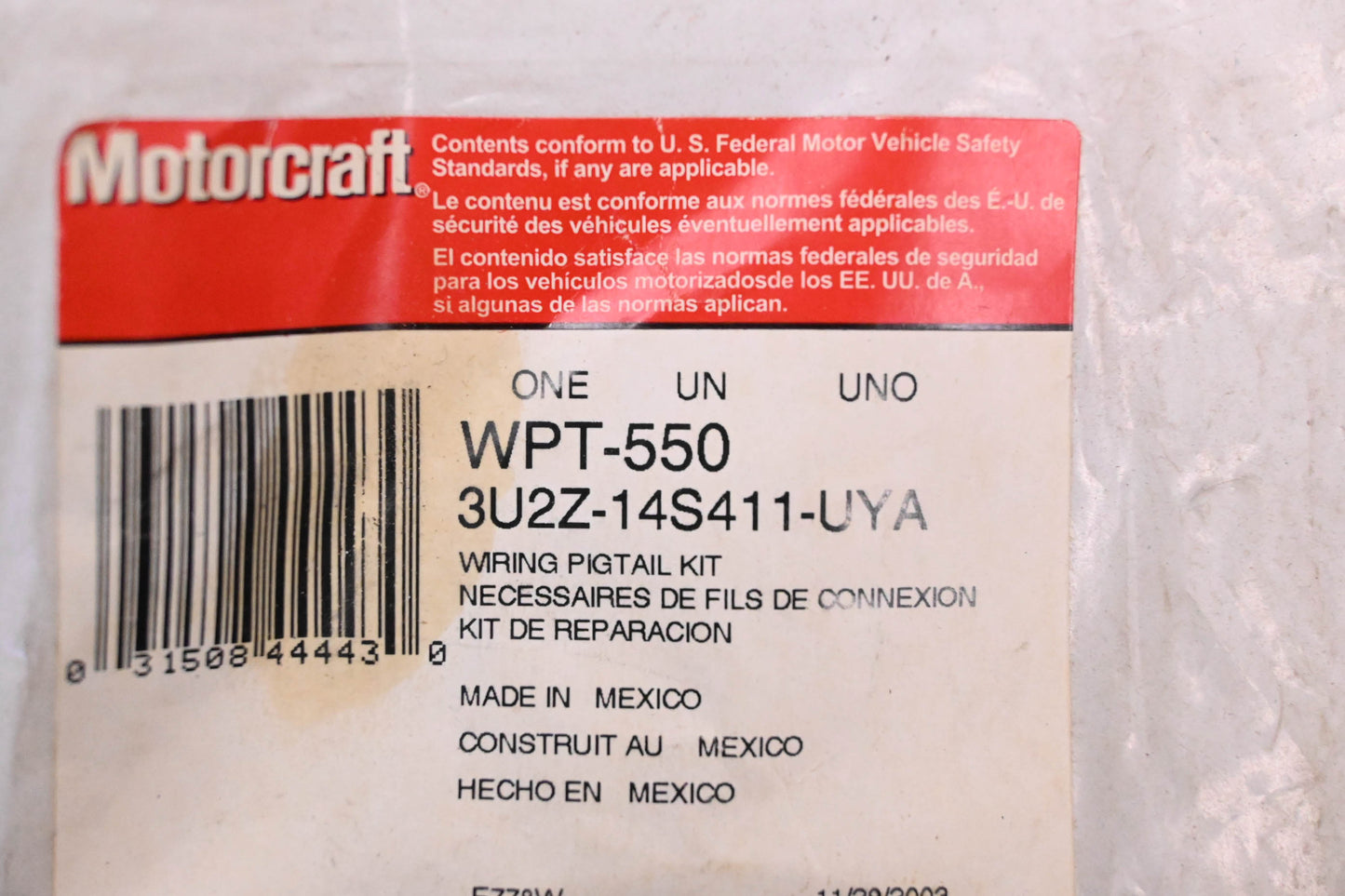 Motorcraft WPT-550, 3U2Z-14S411-UYA Wiring Sleeve Assembly Kit NOS