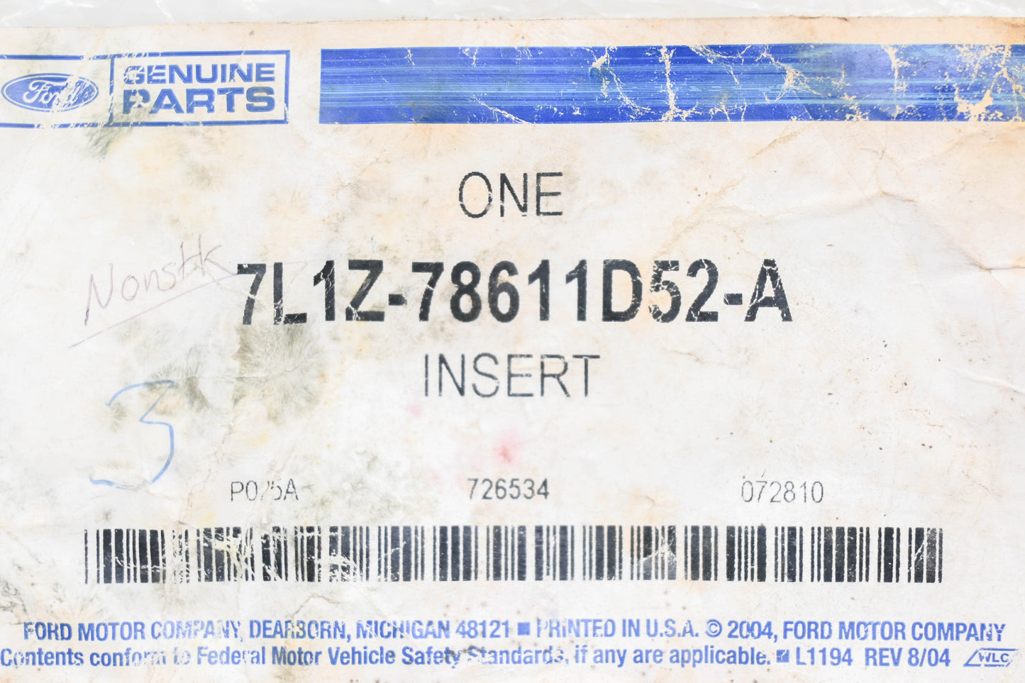 New OEM Ford 7L1Z-78611D52-A Center Seat Lower Trim Insert NOS