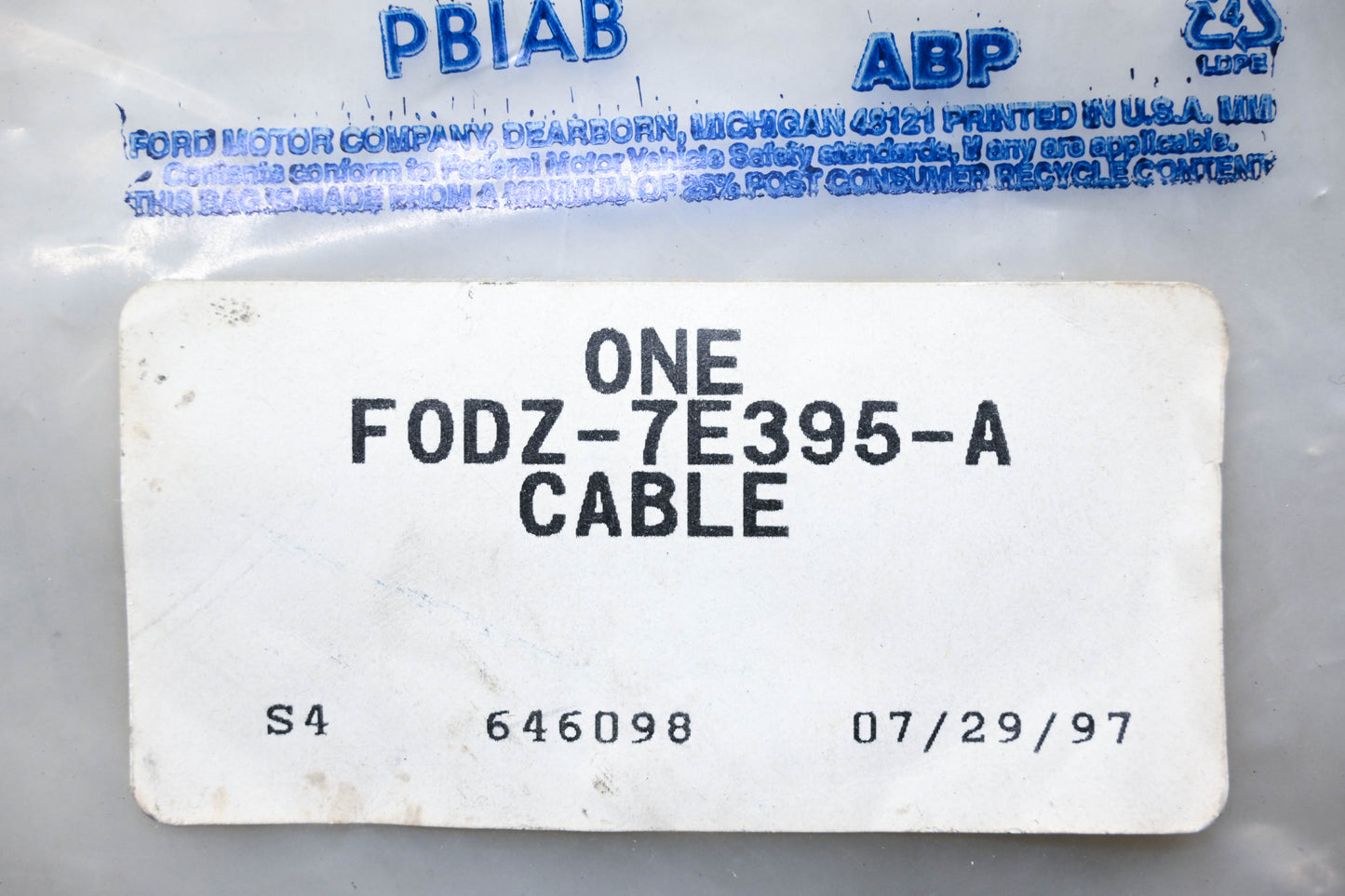 New OEM Ford FODZ-7E395-A, F0DZ-7E395-A Cable NOS