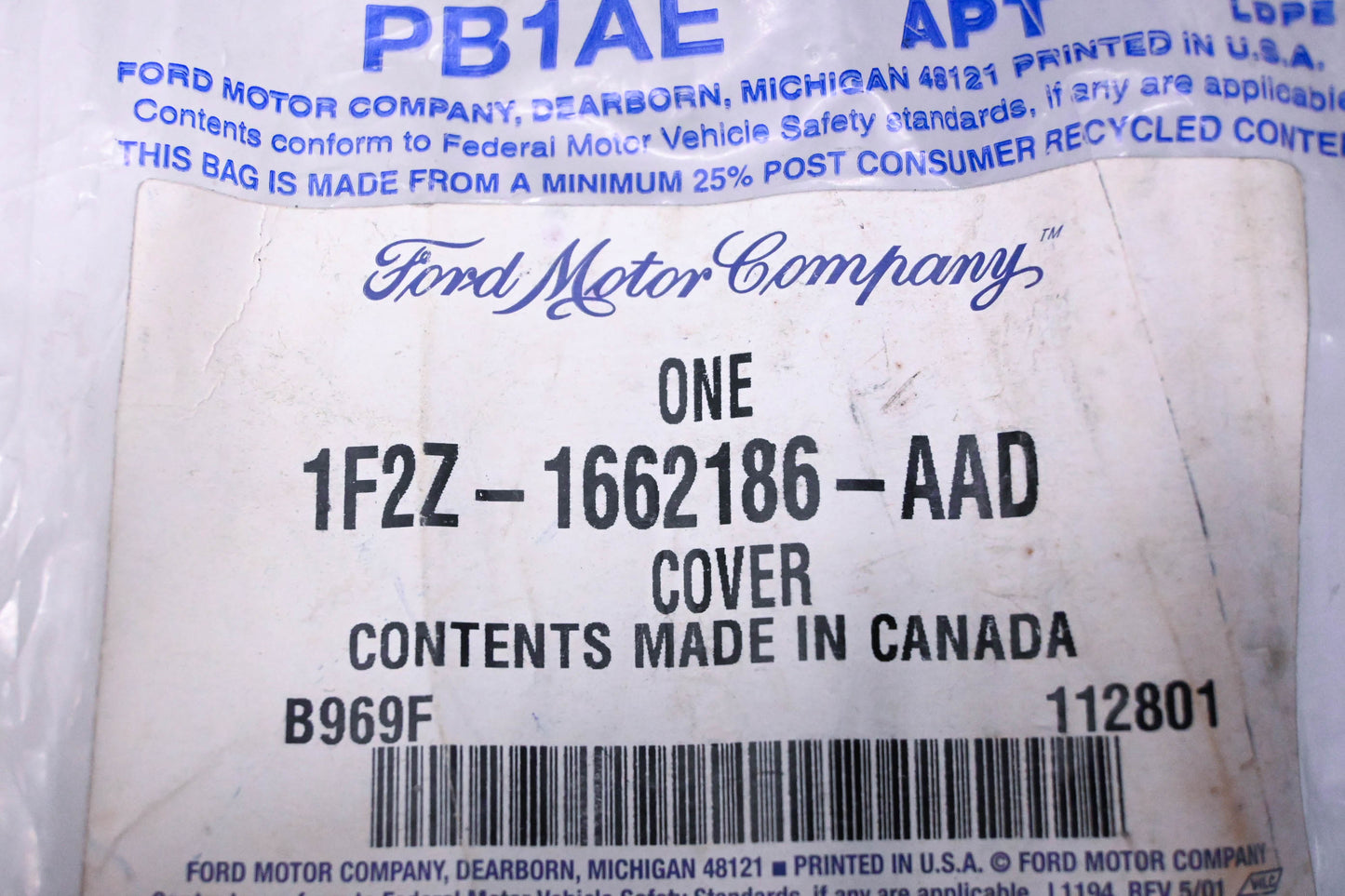New OEM Ford 1F2Z-1662186-AAD Seat Side Cover Trim Shield NOS
