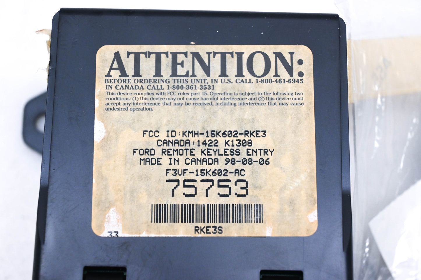 New OEM Ford F3VF-15K602-AC Remote Keyless Entry Receiver NOS