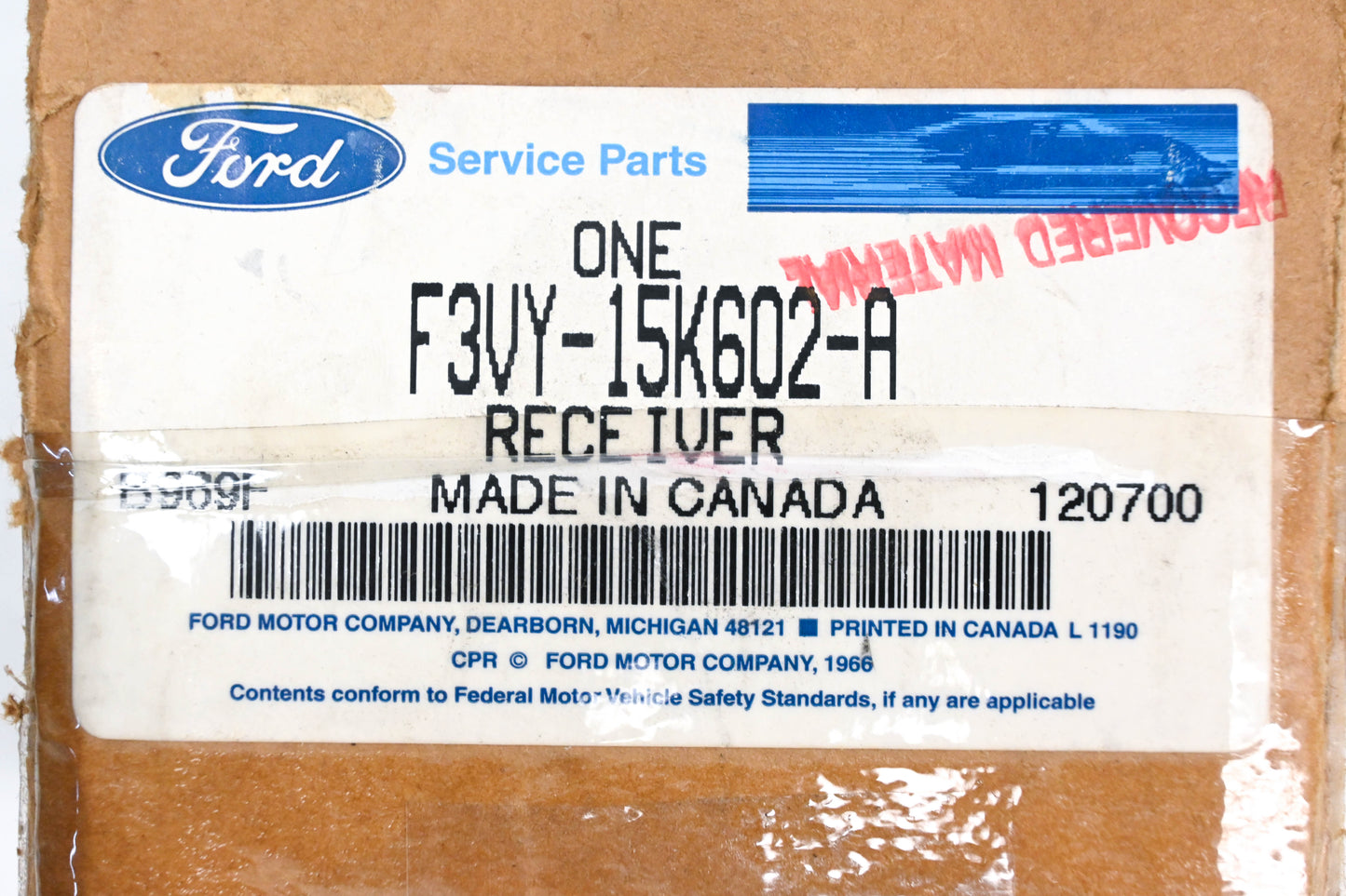New OEM Ford F3VY-15K602-A Remote Keyless Entry Receiver NOS