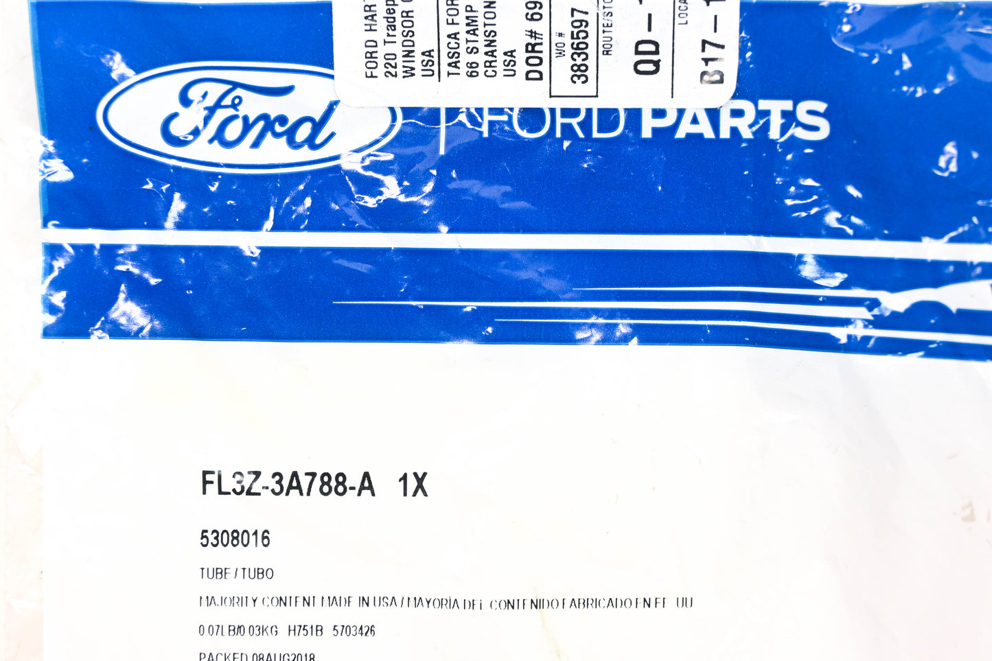 New OEM Ford FL3Z-3A788-A, FL34-7A788-AC Vacuum Line Check Valve Hose NOS