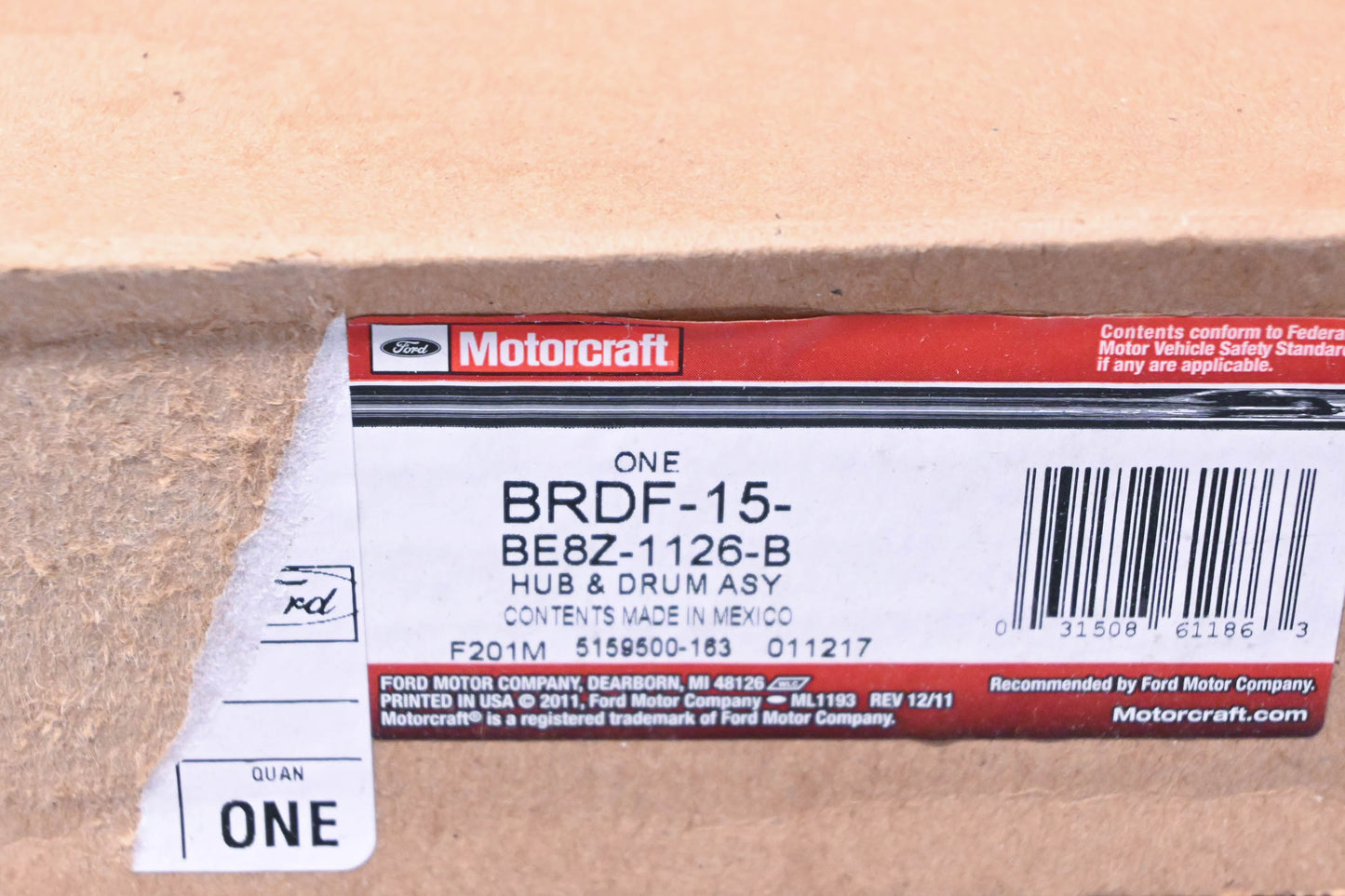 New OEM Motorcraft BRDF-15, BE8Z-1126-B Brake Drum NOS