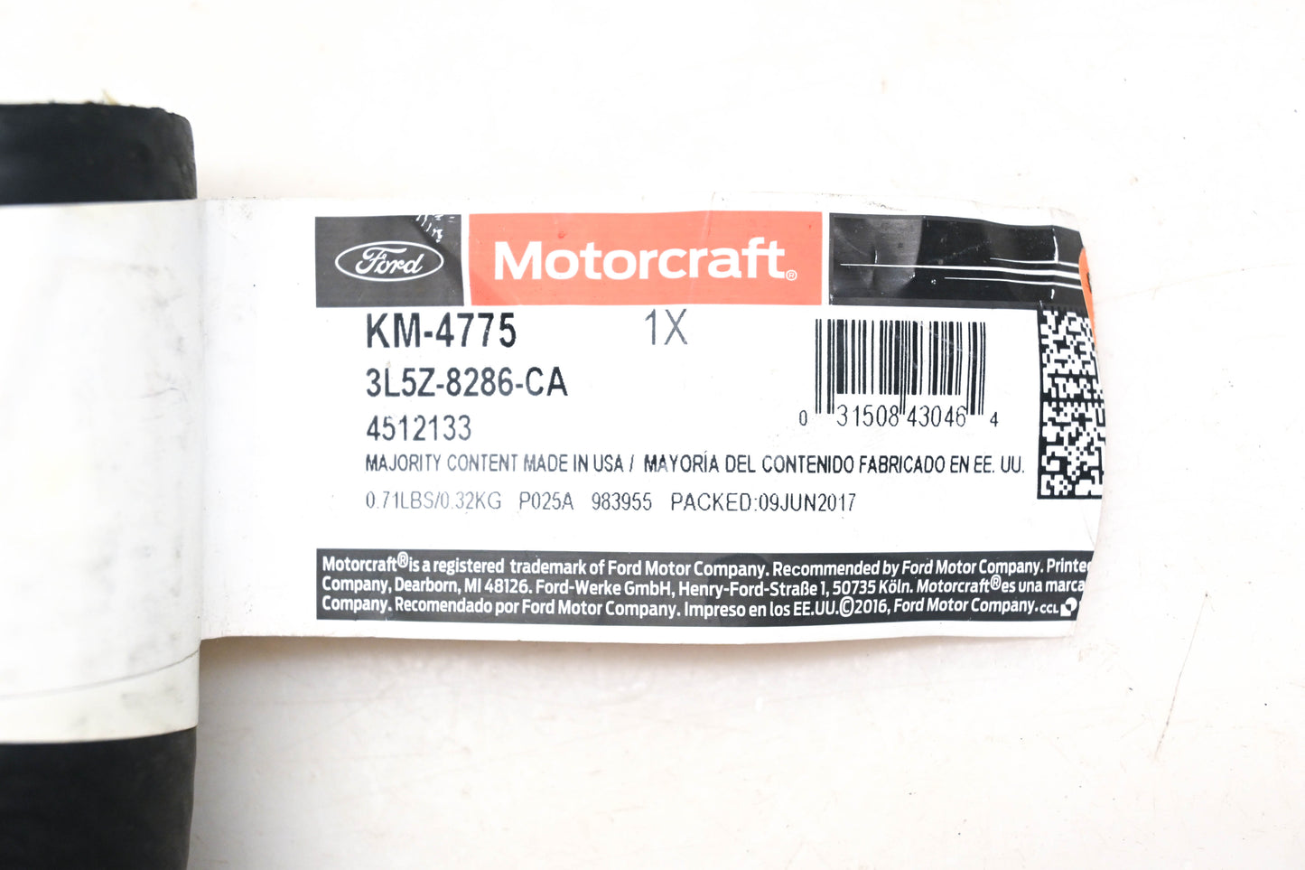 New OEM Ford KM-4775, 3L5Z-8286-CA, 4512133 Coolant Hose NOS