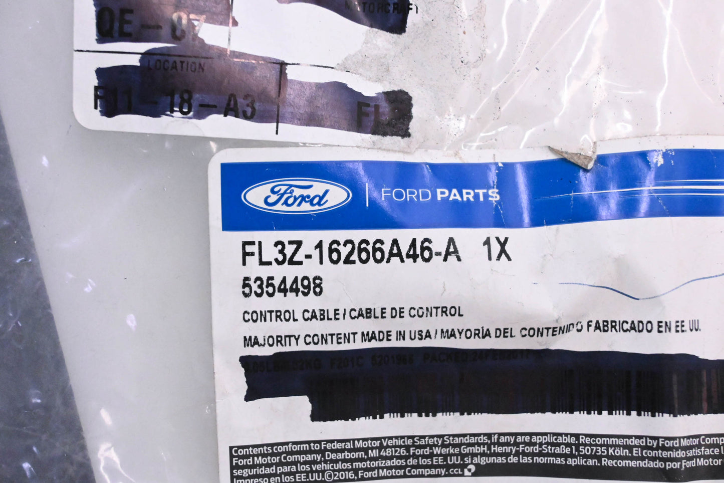 New OEM Ford FL3Z-16266A46-A, 5354498 Door Latch Control Cable Assembly NOS