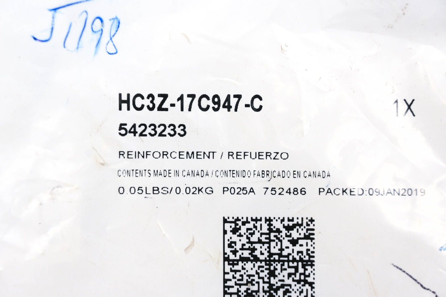 New OEM Ford HC3Z-17C947-C, 5423233 Lefthand Bumper Reinforcement NOS