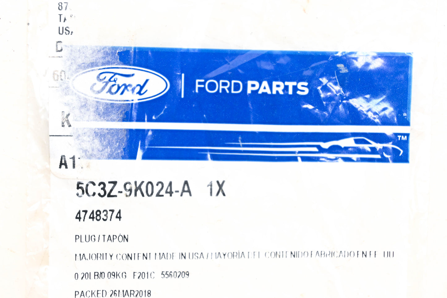 New OEM Ford 5C3Z-9K024-A, 4748374 Manifold Fuel Supply Tube Plug NOS