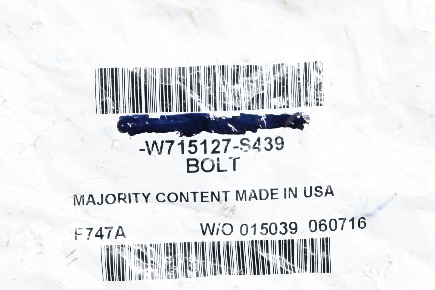 New OEM Ford W715127-S439 Bolt NOS