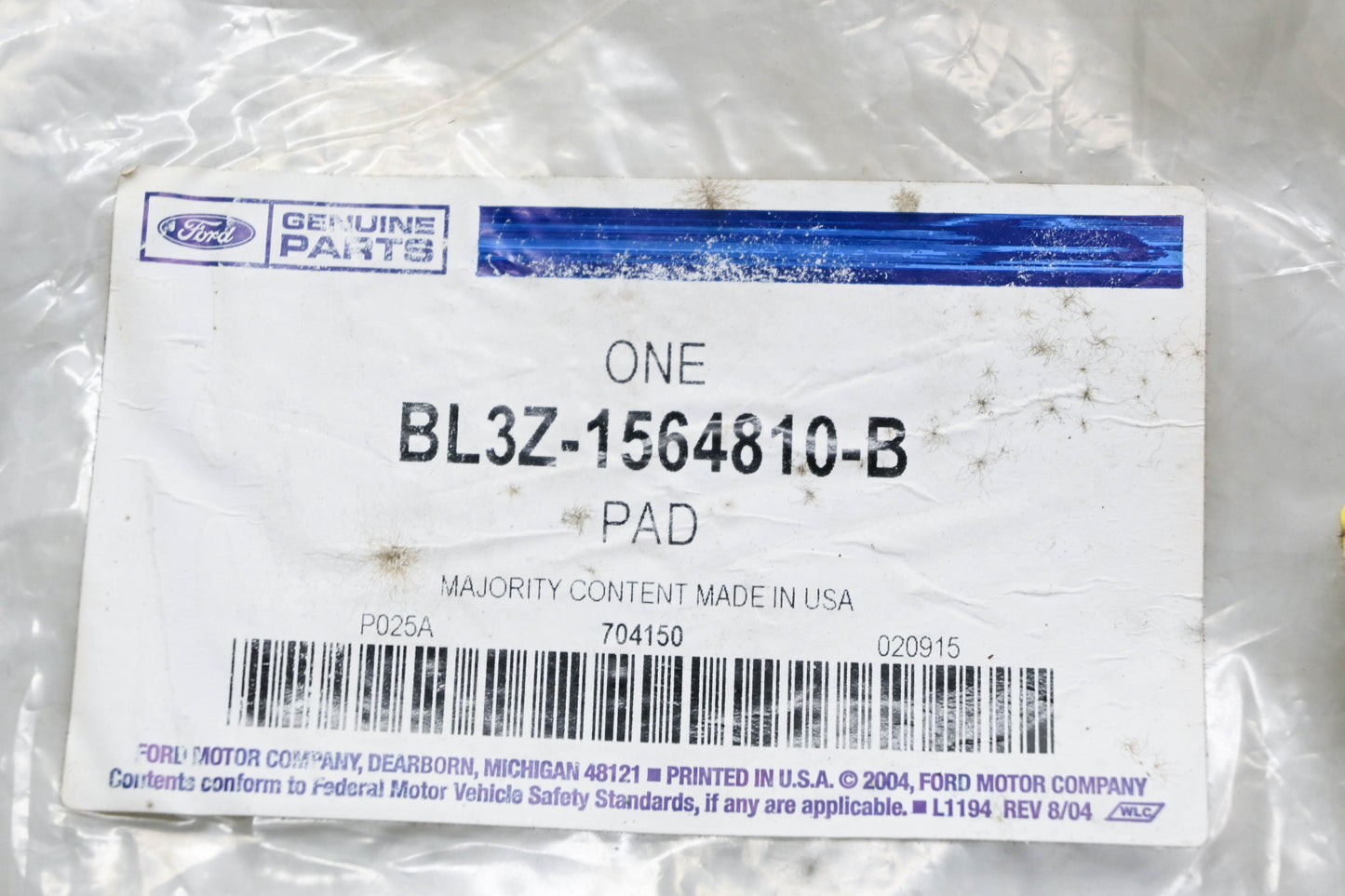 New OEM Ford BL3Z-1564810-B Seat Back Pad NOS