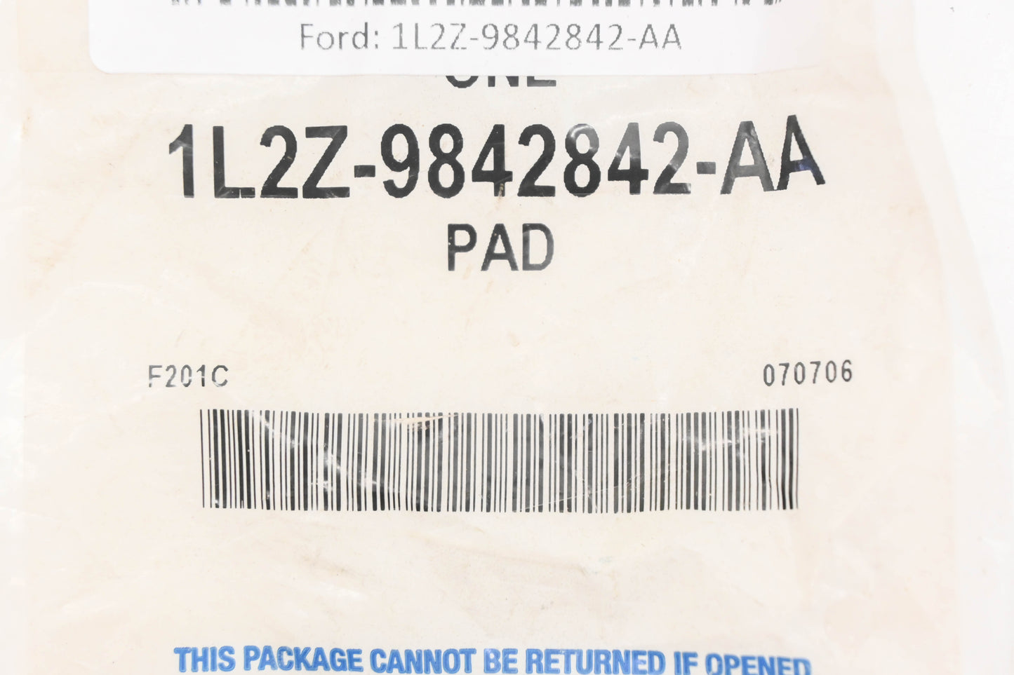 New OEM Ford 1L2Z-9842842-AA Rubber Pad NOS