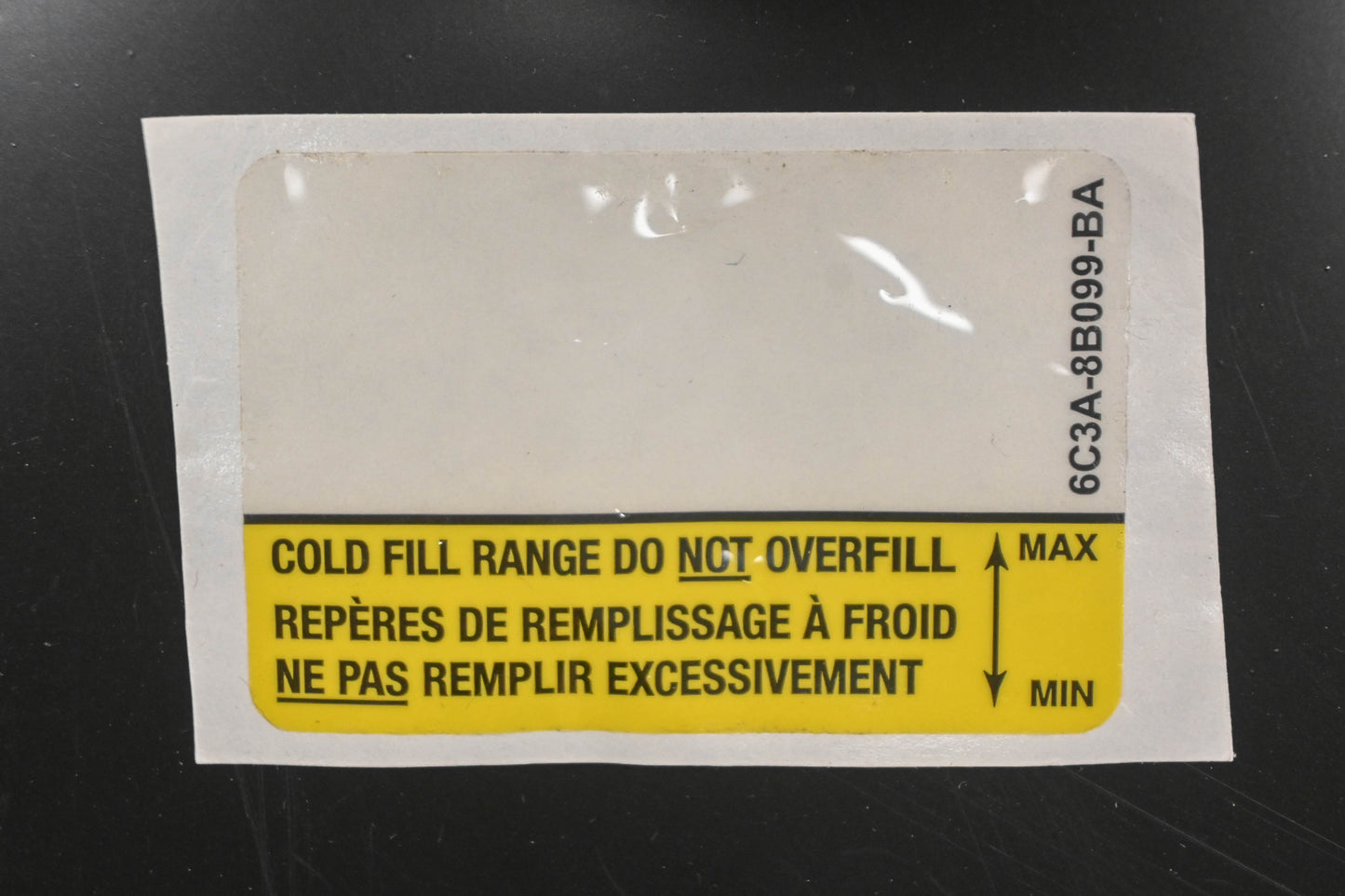 New OEM Ford 6C3Z-8B099-A Overfill Caution Decal NOS