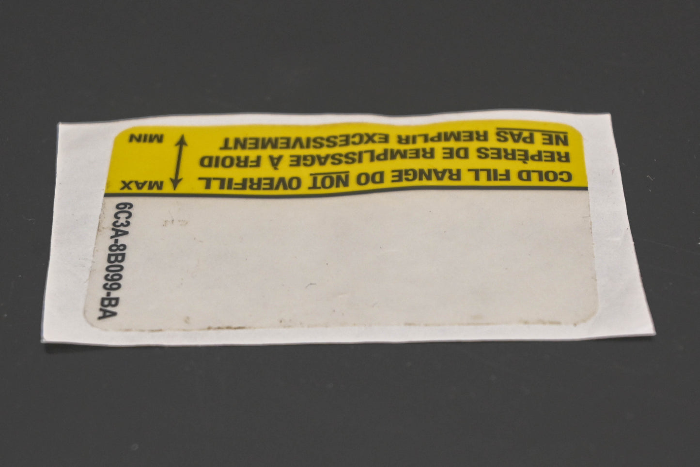 New OEM Ford 6C3Z-8B099-A Overfill Caution Decal NOS