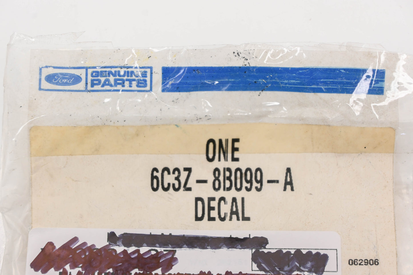 New OEM Ford 6C3Z-8B099-A Overfill Caution Decal NOS