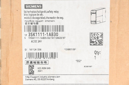 Siemens 3SK1111-1AB30 Safety Switch Relay NOS