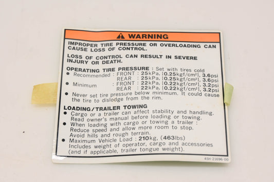 New OEM Yamaha 4SH-21696-00-00 Caution Label Decal NOS