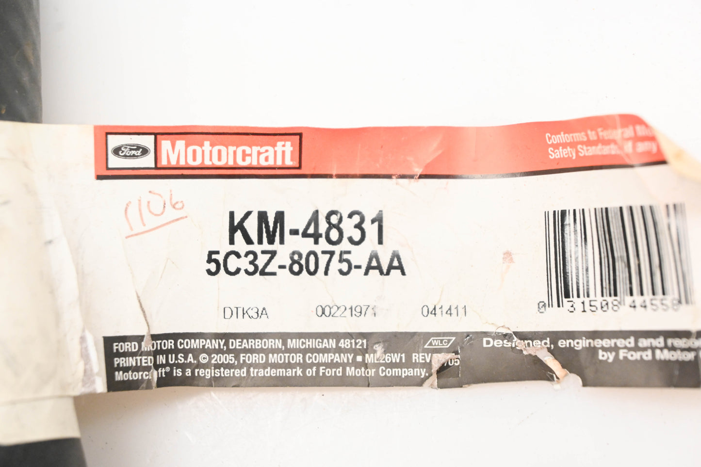 New OEM Motorcraft KM-4831, 5C3Z-8075-AA, KM4831 Radiator Coolant Hose NOS