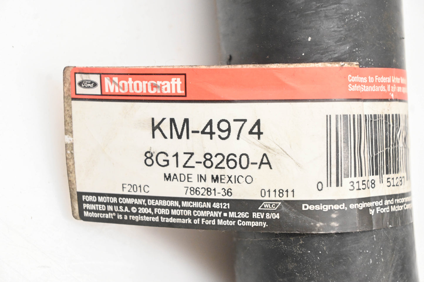 New OEM Motorcraft KM-4974, 8G1Z-8260-A, KM4974 Radiator Coolant Hose NOS