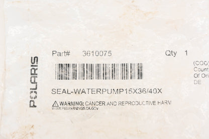 New OEM Polaris 3610075 Water Pump 15x36/40X Seal NOS