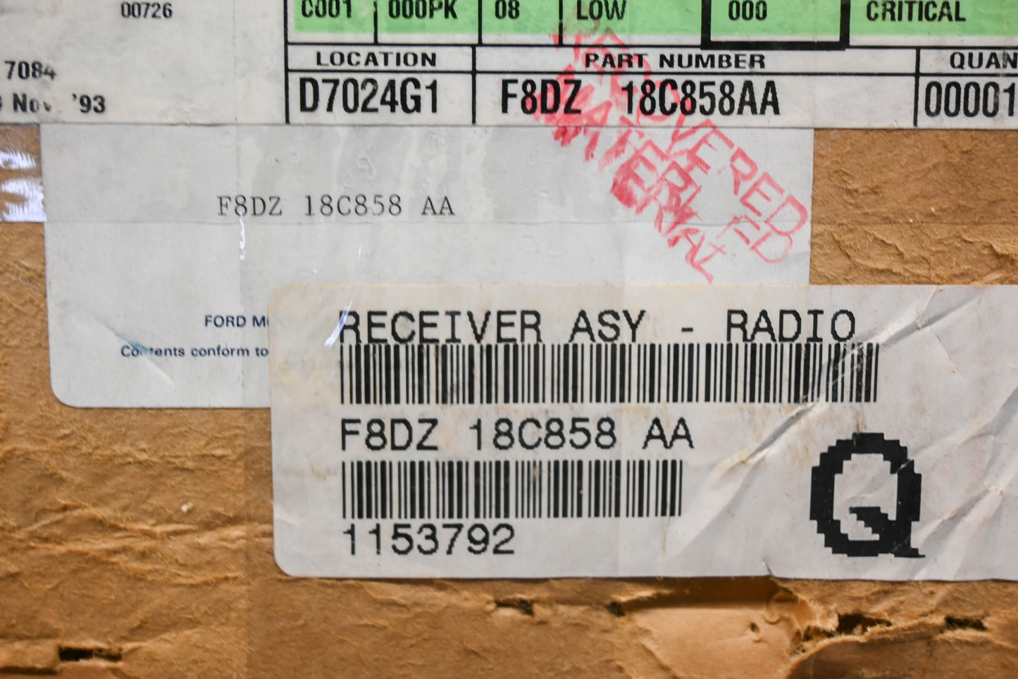 New OEM Ford F8DZ-18C858-AA AM/FM/Cassette Heater Control Panel NOS