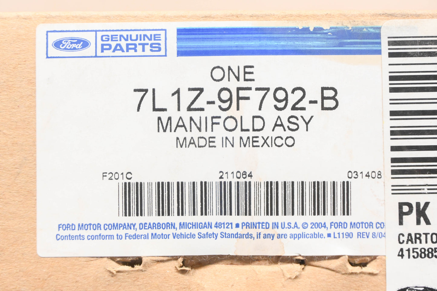 New OEM Ford 7L1Z-9F792-B Fuel Supply Manifold Assembly NOS