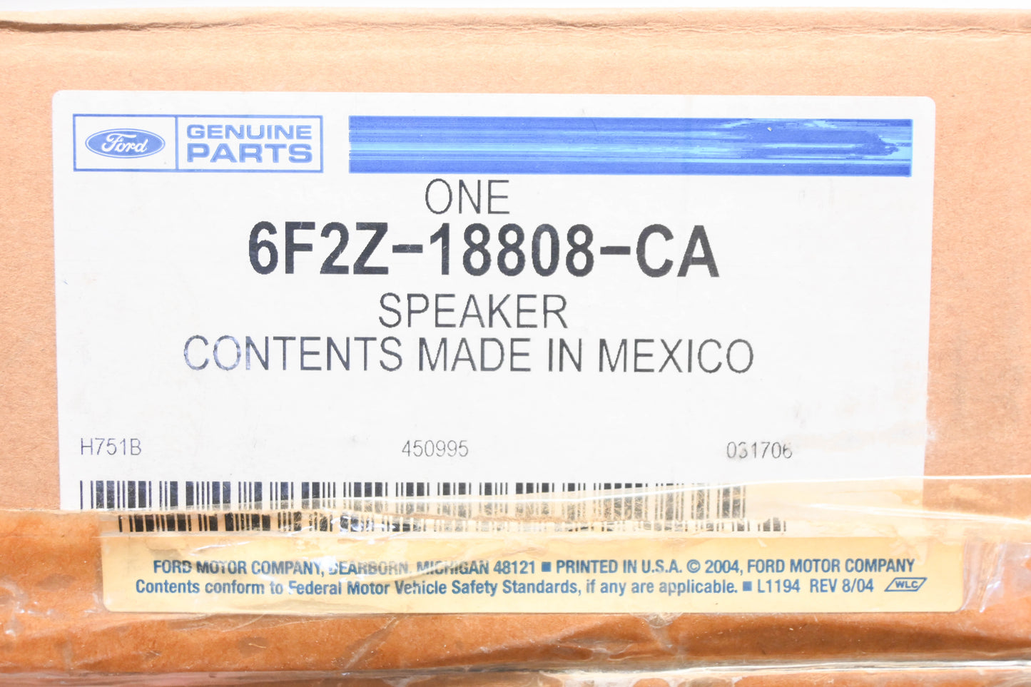 New OEM Ford 6F2Z-18808-CA, 6F2T-18W807-AA Left Rear Door Speaker 42w 2ohm NOS