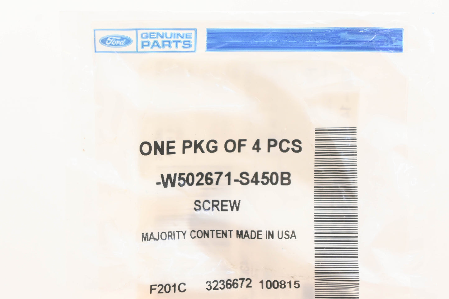 New OEM Ford W502671-S450B Interior Trim Screws Qty 4 NOS