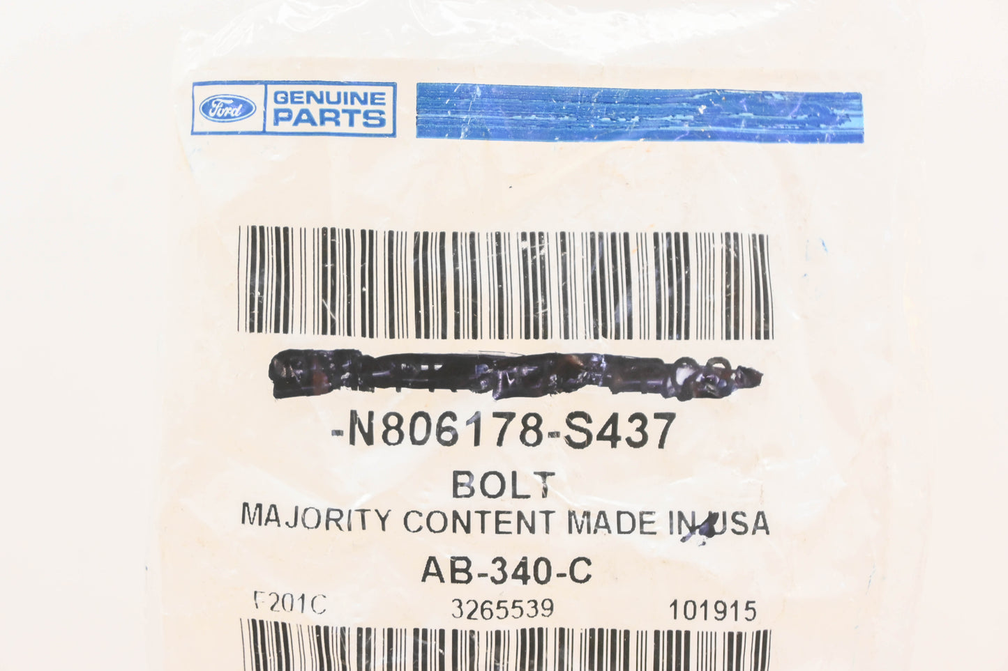 New OEM Ford N806178-S437 Thermostat Housing Bolt NOS