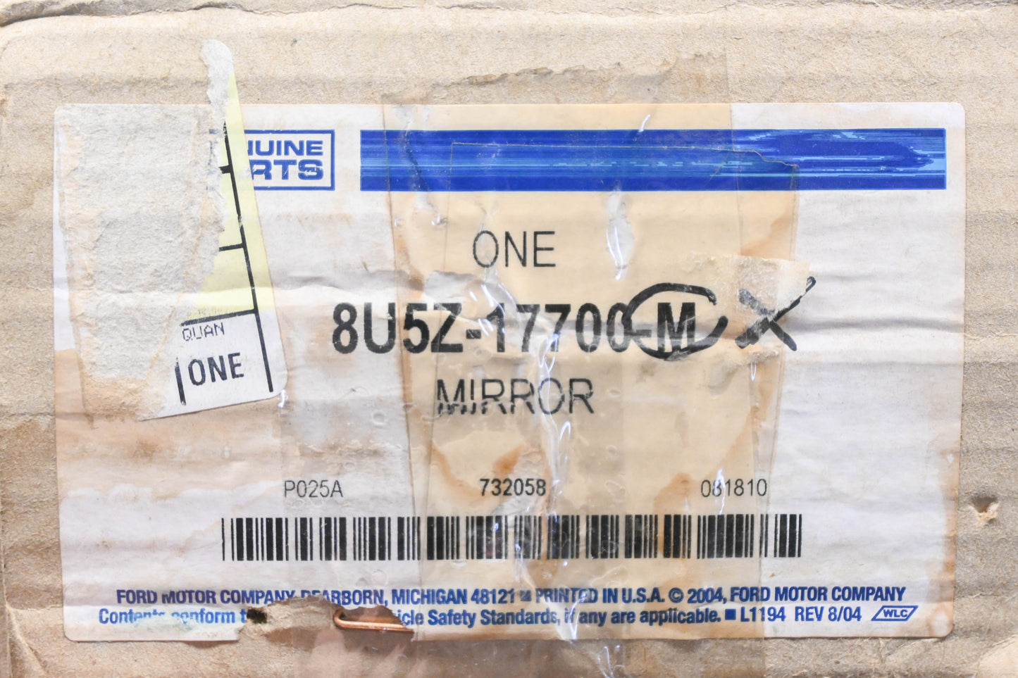 New OEM Ford 8U5Z-17700-M Black Rearview Mirror Assembly NOS