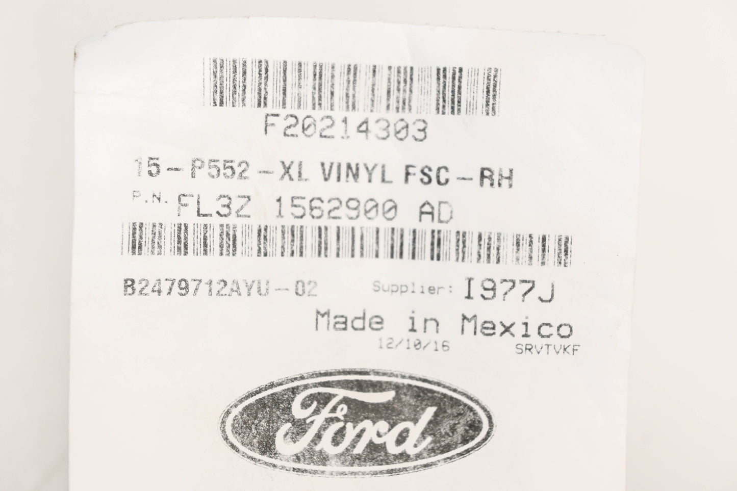 New OEM Ford FL3Z-1562900-AD Front Passenger Seat Cushion Cover NOS