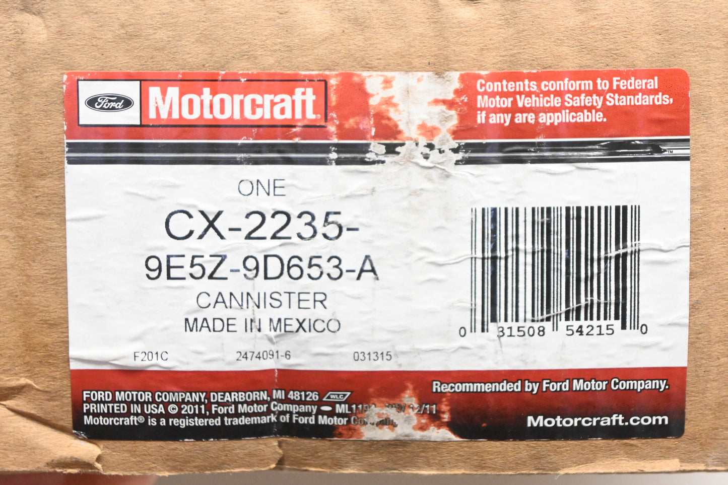 New OEM Motorcraft CX-2235, 9E5Z-9D653-A Fuel Vapor Cannister Assembly NOS