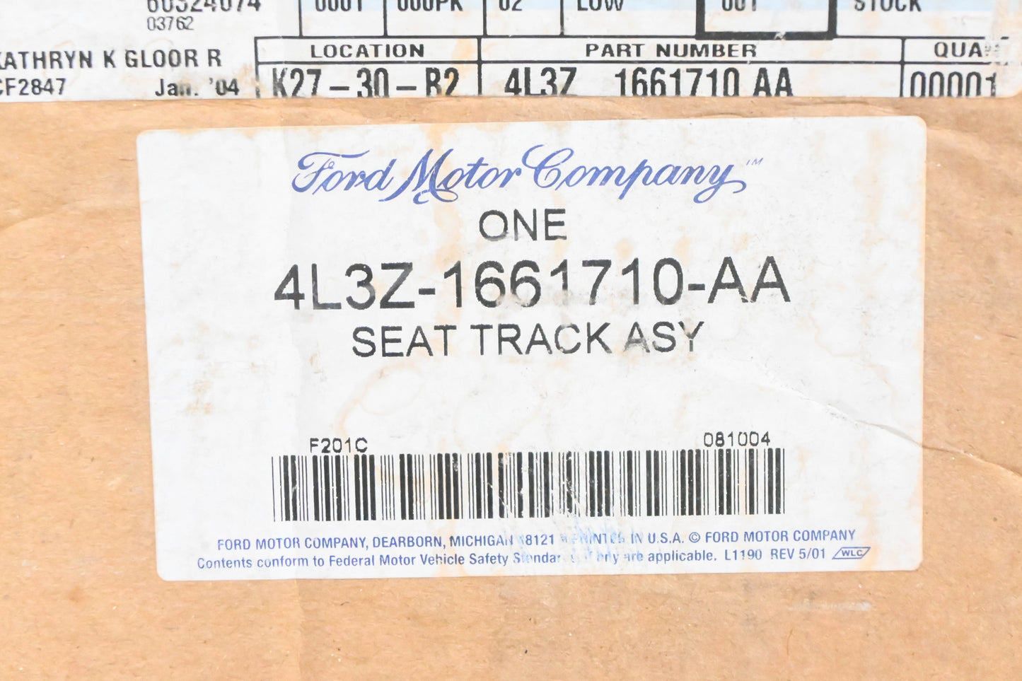 New OEM Ford 4L3Z-1661710-AA Power Seat Track Assembly NOS