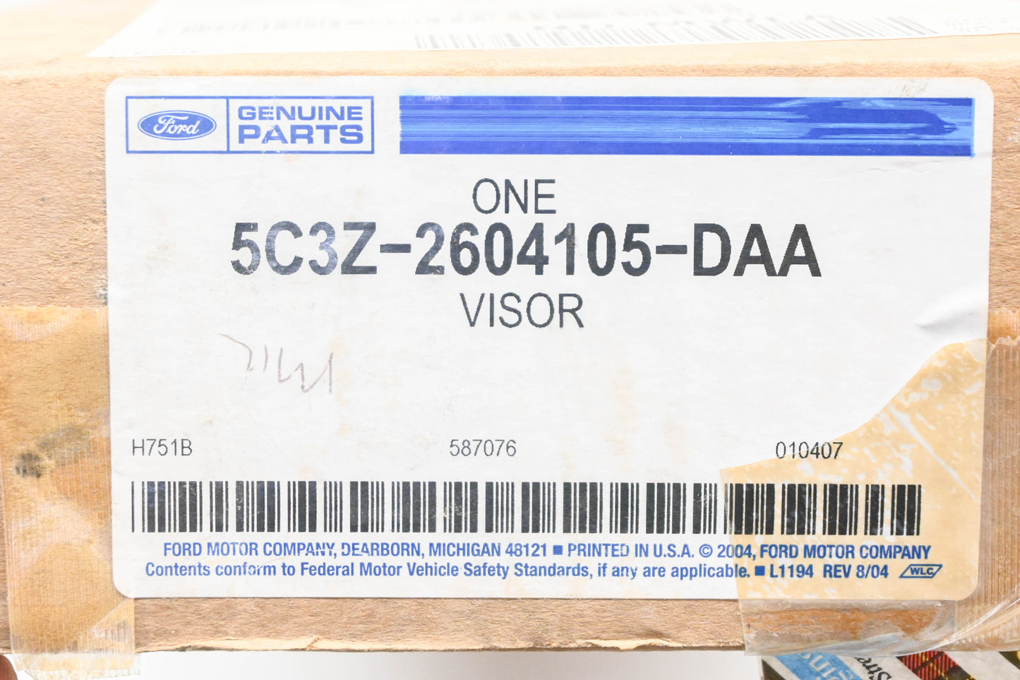 New OEM Ford 5C3Z-2604105-DAA Driver Side Sun Visor NOS