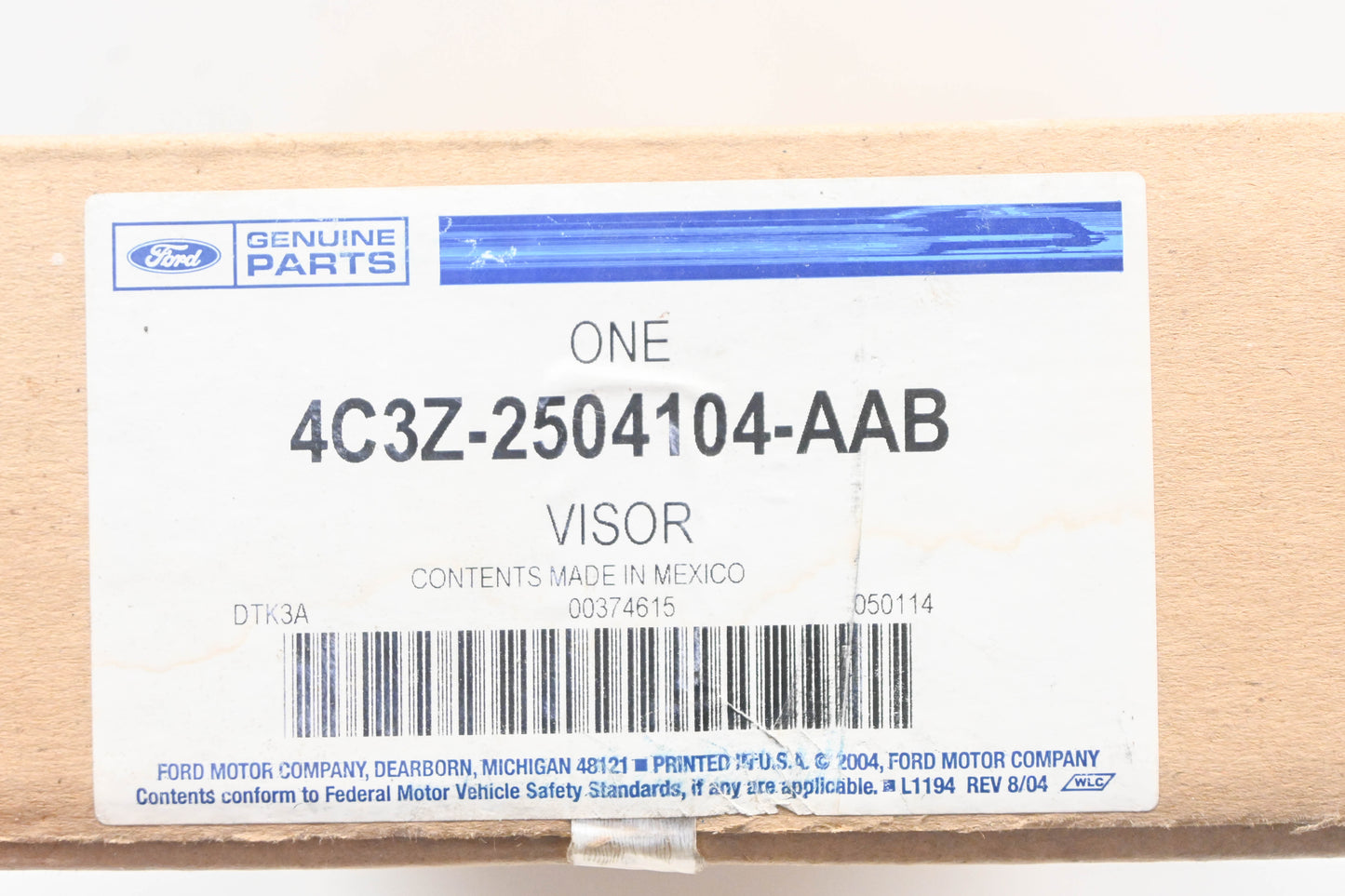 New OEM Ford 4C3Z-2504104-AAB Passenger Side Sun Visor NOS