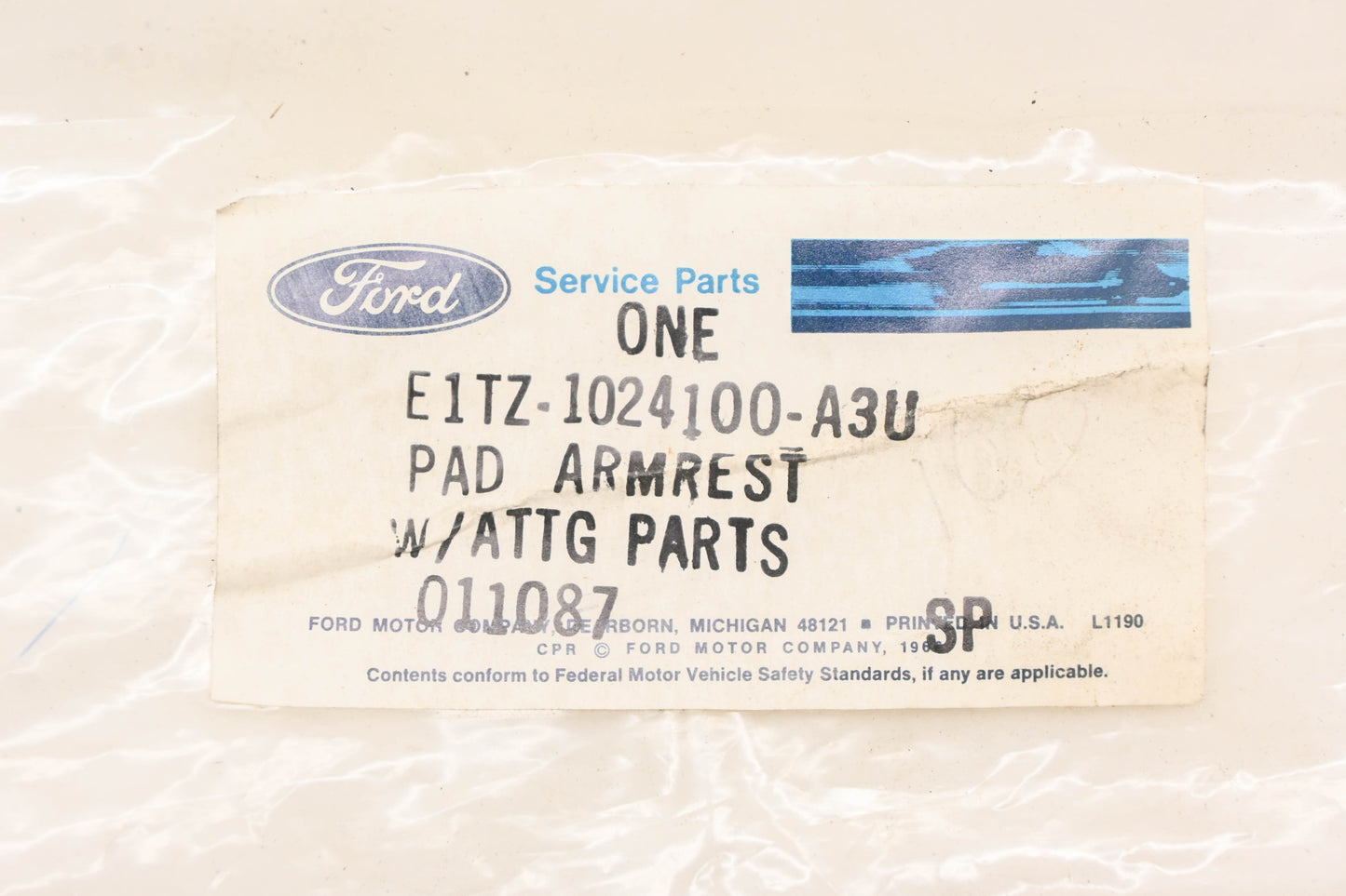 New OEM Ford E1TZ-1024100-A3U Passenger Armrest Pad Kit NOS
